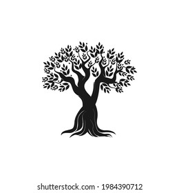 Icono de silueta de árbol de oliva aislado en fondo blanco. Signo vectorial moderno de infografía web. Pictograma de diseño de logotipo de ilustración de calidad superior.