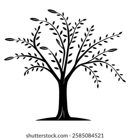 Olive tree silhouette vector illustration