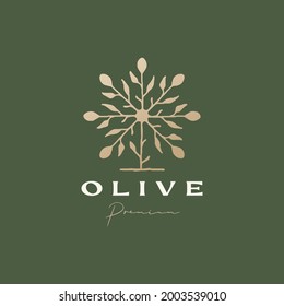 olive tree sophisticated aesthetic logo vector icon illustration