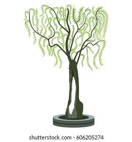 Olive tree - symbolic drawing . Vector illustration