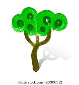 Olive tree vector illustration. Hand drawn watercolor painting on white background