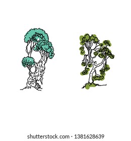 Olive tree vector illustrations for illustrate any nature or healthy lifestyle topic.