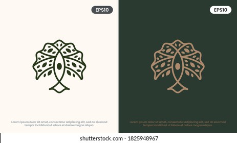 Olive Tree vector line icon. Nature trees vector illustration logo. Modern design.