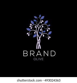 Olive Tree Vector Logo Design Template