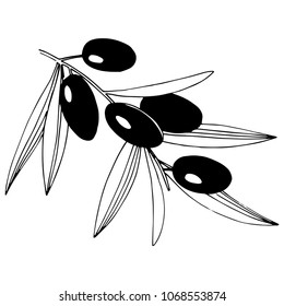 Olive tree in a vector style isolated. Full name of the plant: Branches of an olive tree. Vector olive tree for background, texture, wrapper pattern, frame or border.