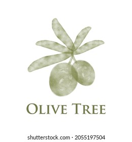 Olive Tree water colour vector inspiration, Design element for logo, poster, card, banner, emblem, t shirt. Vector illustration