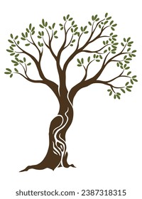 Olive trees with branches and leaves for design of packaging, label, logotype or banner. Natural organic stylized olive icon, premium quality sign. Vector illustration