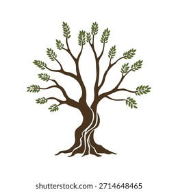Olivenbäume mit Ästen und Blättern für die Gestaltung der Verpackung, Etikett, Logo oder Banner. Natürliche Bio stilisierte Olivensymbol, Premium-Qualität Zeichen. Vektorgrafik