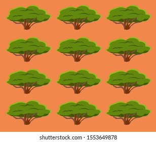 Olive trees pattern with orange background