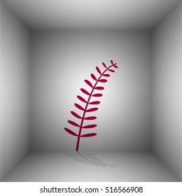 Olive twig sign. Bordo icon with shadow in the room.