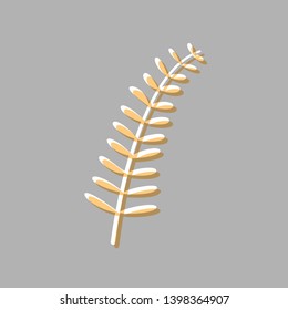 Olive twig sign. Emboss effect with light orange icon on gray background.