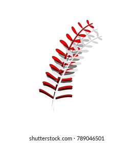 Olive twig sign. Vector. Detachable paper icon with red body stock. Isolated.