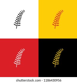 Olive twig sign. Vector. Icons of german flag on corresponding colors as background.