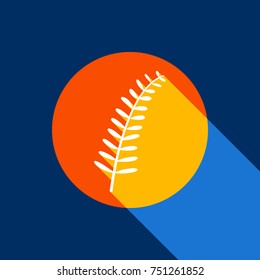Olive twig sign. Vector. White icon on tangelo circle with infinite shadow of light at cool black background. Selective yellow and bright navy blue are produced.