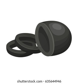 Olive is a useful product. Yagoda of olive is sliced with rings. Yagoda of black olive.Olives single icon in cartoon style vector symbol stock illustration web.