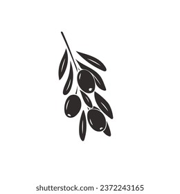 Olive vector icon. Olive branch glyph icon.  Fruit Symbol, logo illustration. Vector isolated illustration on white. for shops and markets.