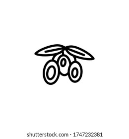 Olive vector icon in linear, outline icon isolated on white background