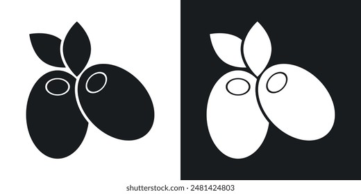 Icono de Vector de oliva en color negro.
