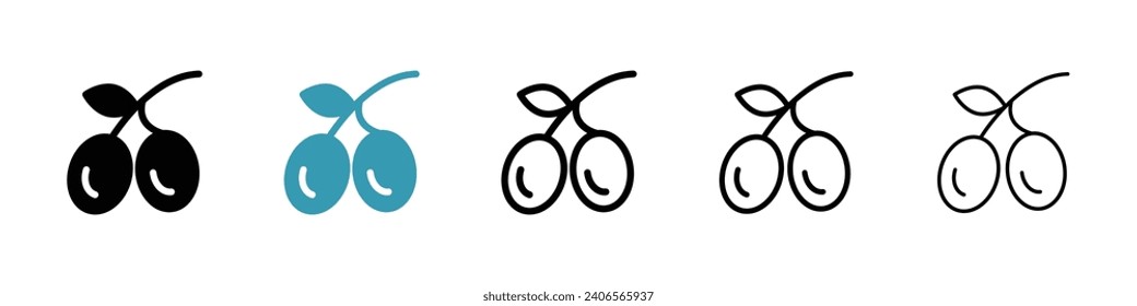 Olive vector icon set. Simple Greek olive vector symbol for UI designs.