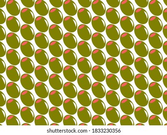 Olive vector repeat pattern on white background