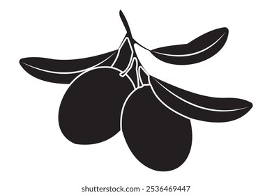 Olive Vektor Silhouette Symbol Set Illustration.