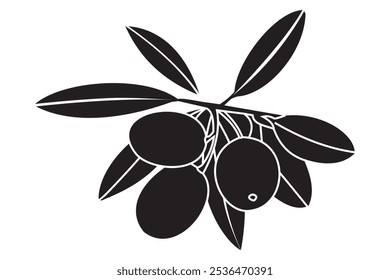Olive vector silhouette icon set illustration.