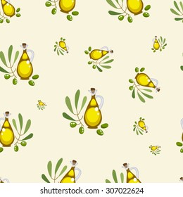 Olive virgin oil seamless pattern vector illustration