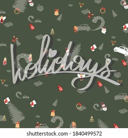 Olive winter pattern card with attributes and inscription