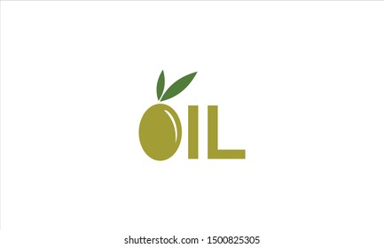 Olive in word oil flat vector logo