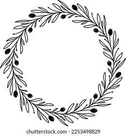 Olive Wreath SVG clipart Black and White svg