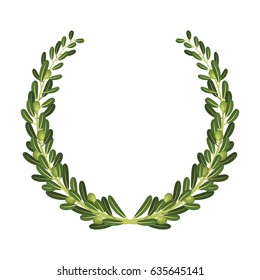 Olive wreath is a symbol of the winner. Olive wreath green. A wreath of olive leaves.Olives single icon in cartoon style vector symbol stock illustration web.