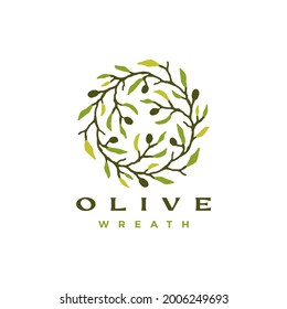 olive wreath tree branch logo vector icon illustration