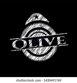 Olive written on a blackboard. Vector Illustration. Detailed.