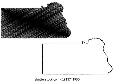Oliver County, North Dakota State (U.S. county, United States of America) map vector illustration, scribble sketch Oliver map