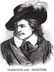 Oliver Cromwell, Vintage engraving. From Popular France, 1869.