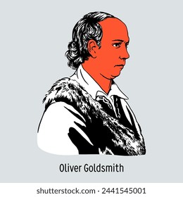 Oliver Goldsmith is an English prose writer, poet and playwright of Irish origin, a prominent representative of sentimentalism. Hand drawn vector illustration