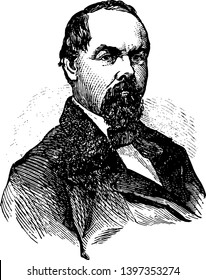 Oliver Perry Morton 1823 To 1877 He Was A U.S. Republican Party Politician From Indiana And The Governor Of Indiana Vintage Line Drawing Or Engraving Illustration