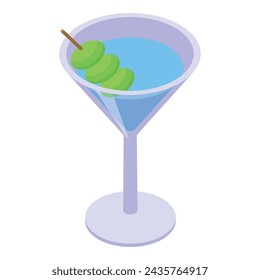 Olives alcoholic cocktail icon isometric vector. Party holiday. Colorful cream