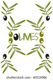 Olives background - olive tree branches with green and black fruits