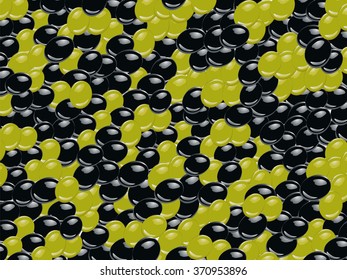 Olives background. Shiny black and green olives in oil. Vector image can be used for restaurant and cafe menu design, food posters, prints other crafts.