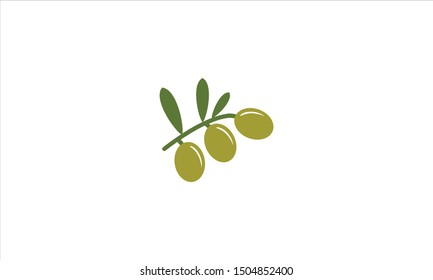 Olives branch with leaves flat logo