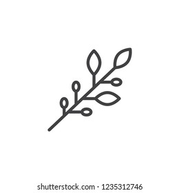 Olives Branch Outline Icon. Linear Style Sign For Mobile Concept And Web Design. Hebrew Olive Simple Line Vector Icon. Jewish Holiday Symbol, Logo Illustration. Pixel Perfect Vector Graphics