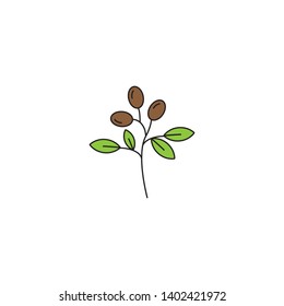 olives branch plant vector icon concept, isolated on white background