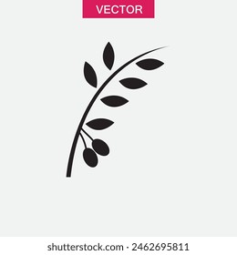 Olives branch vector flat black trendy style illustration for web and app..eps