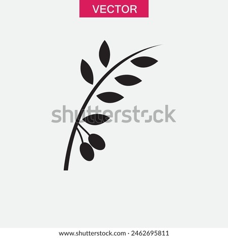 Olives branch vector flat black trendy style illustration for web and app..eps