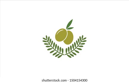 olives with branches of leaves flat logo