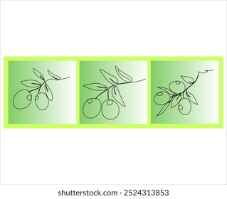 Azeitonas em linha contínua. Esboço de linha preta minimalista sobre fundo branco. Ilustração de vetor desenhada à mão.