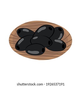 Olives in a cup. Vector stock illustration. Greek food. Isolated elements for modern design.
