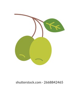 Icono de color plano de la fruta de las aceitunas: comida e ingrediente saludables
