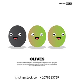 Olives Fruit Vector Illustration with Smiley Face